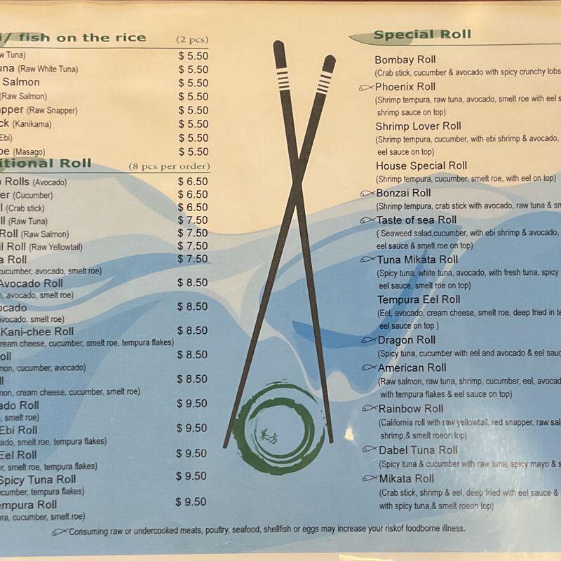 Sushi Menu